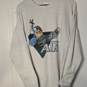 Vtg 90s Looney Tunes Mens XL Tazmanian Devil Snowboard Air‎ Long Sleeve T-S
